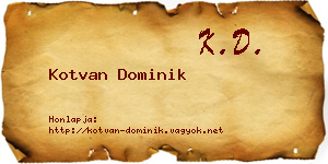 Kotvan Dominik névjegykártya